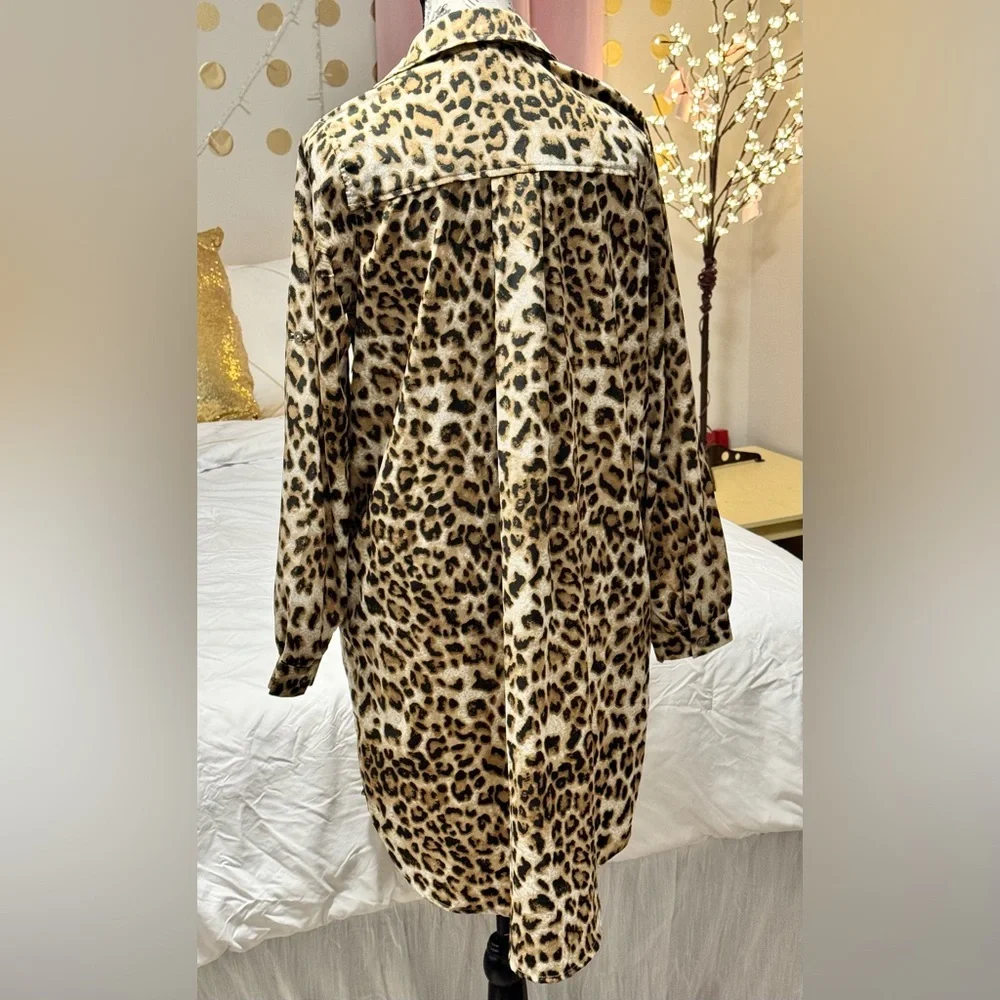 ODDI Leopard Print Button Down Shirt Dress Medium - Picture 3 of 6